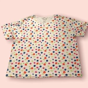 Corner Stone Top Women’s ‎ Size 20W/40 White Floral Pull Over Short Sleeve